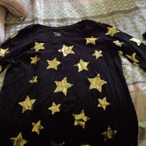 Foiled star print 3/4 sleeve top